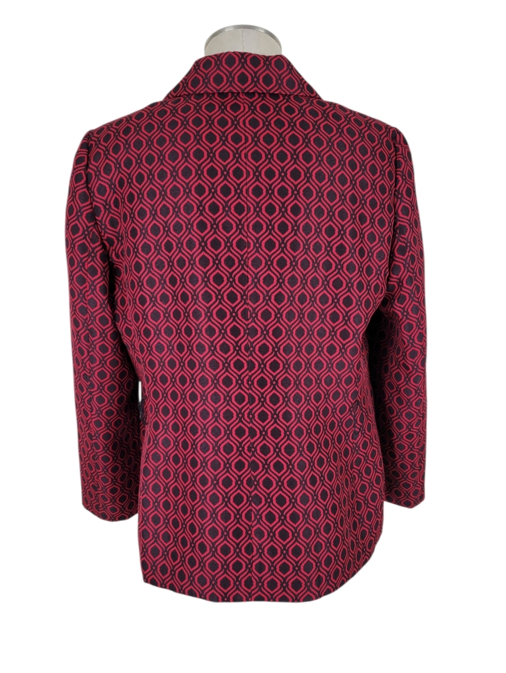 Le Suit Pant Suit Size 14P Red Black Blazer Solid Black Pleated Pants Belt Lined - Picture 5 of 11